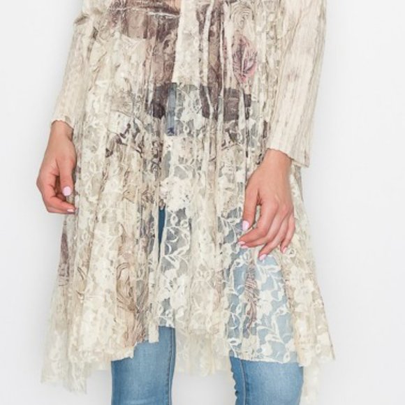 NEW COWBOY HAT CARDIGAN COWGIRL TUFF LACE DUSTER western bohemian sweater SM-3XL - Picture 5 of 8